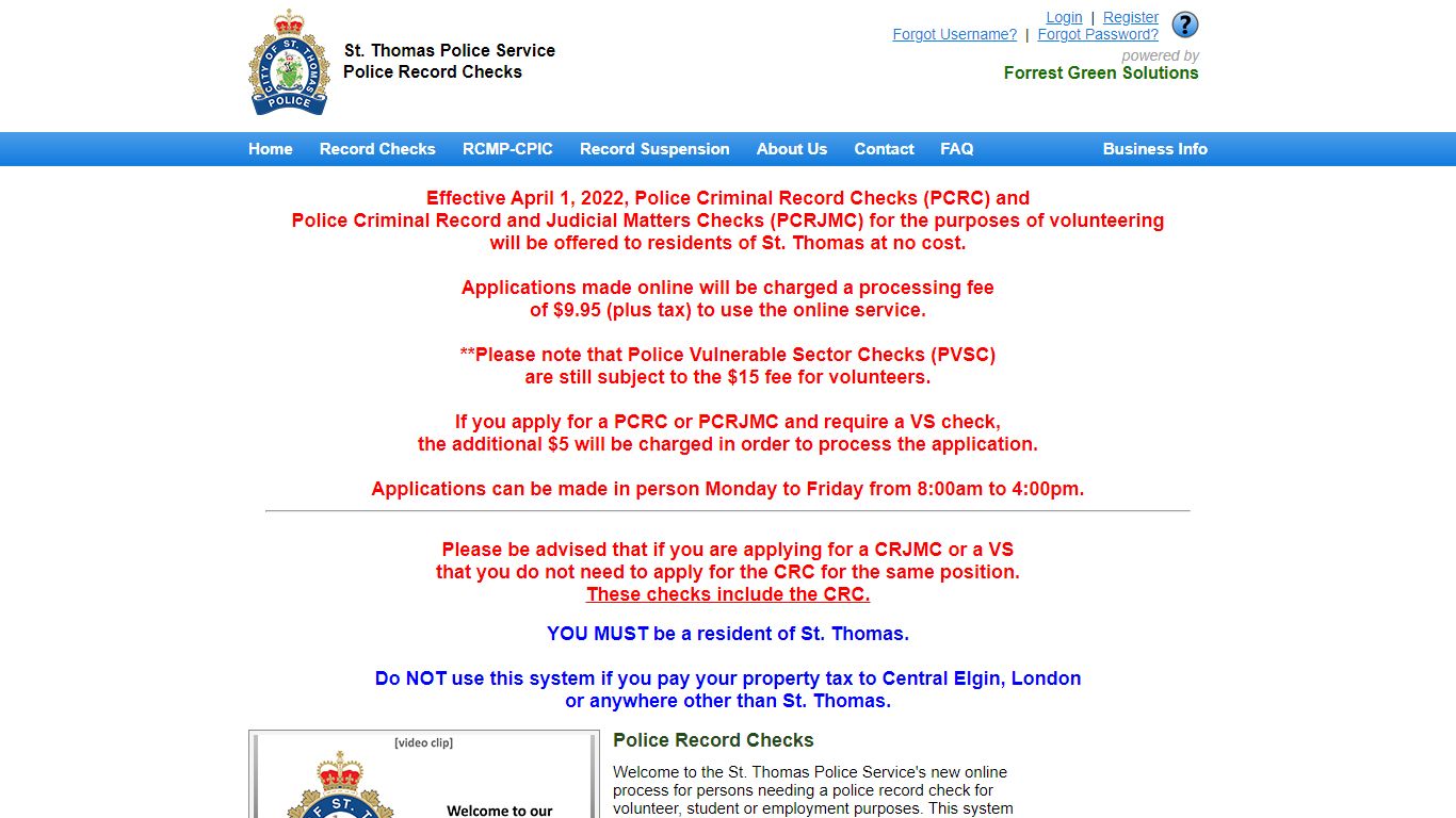 Police Record Checks :: St. Thomas Police Service :: Consumer :: Home